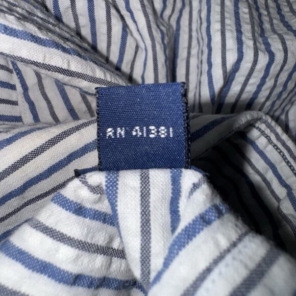 Ralph‎ Lauren Blaire XL Shirt Blue White Stripe Cotton Button Down Long Sleeve - Picture 6 of 7